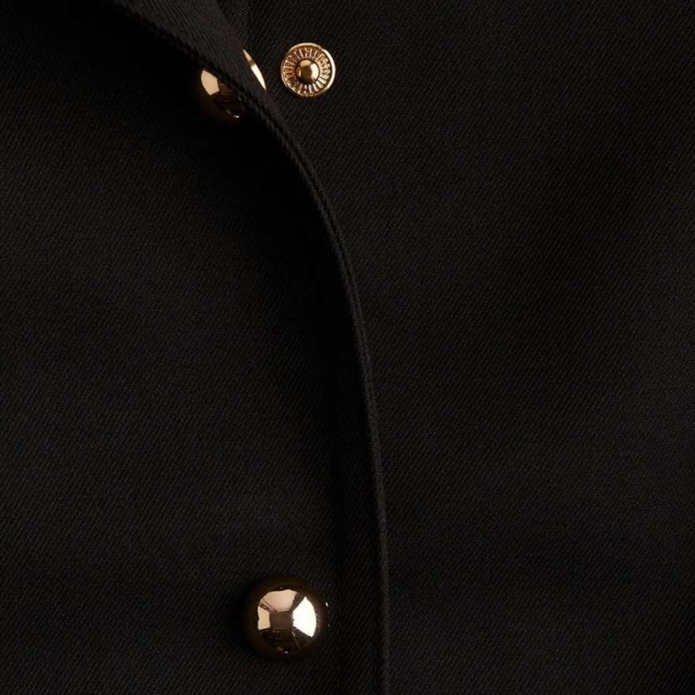H&M Black Cropped Jacket with Gold Snap Buttons Sz L - Picture 2 of 7